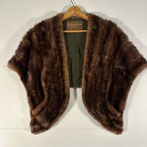Women's Vintage Brown Fur Cape